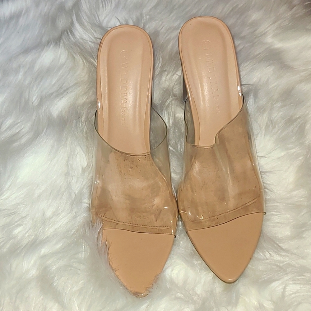 Clear Heeled Sandals Sz 9